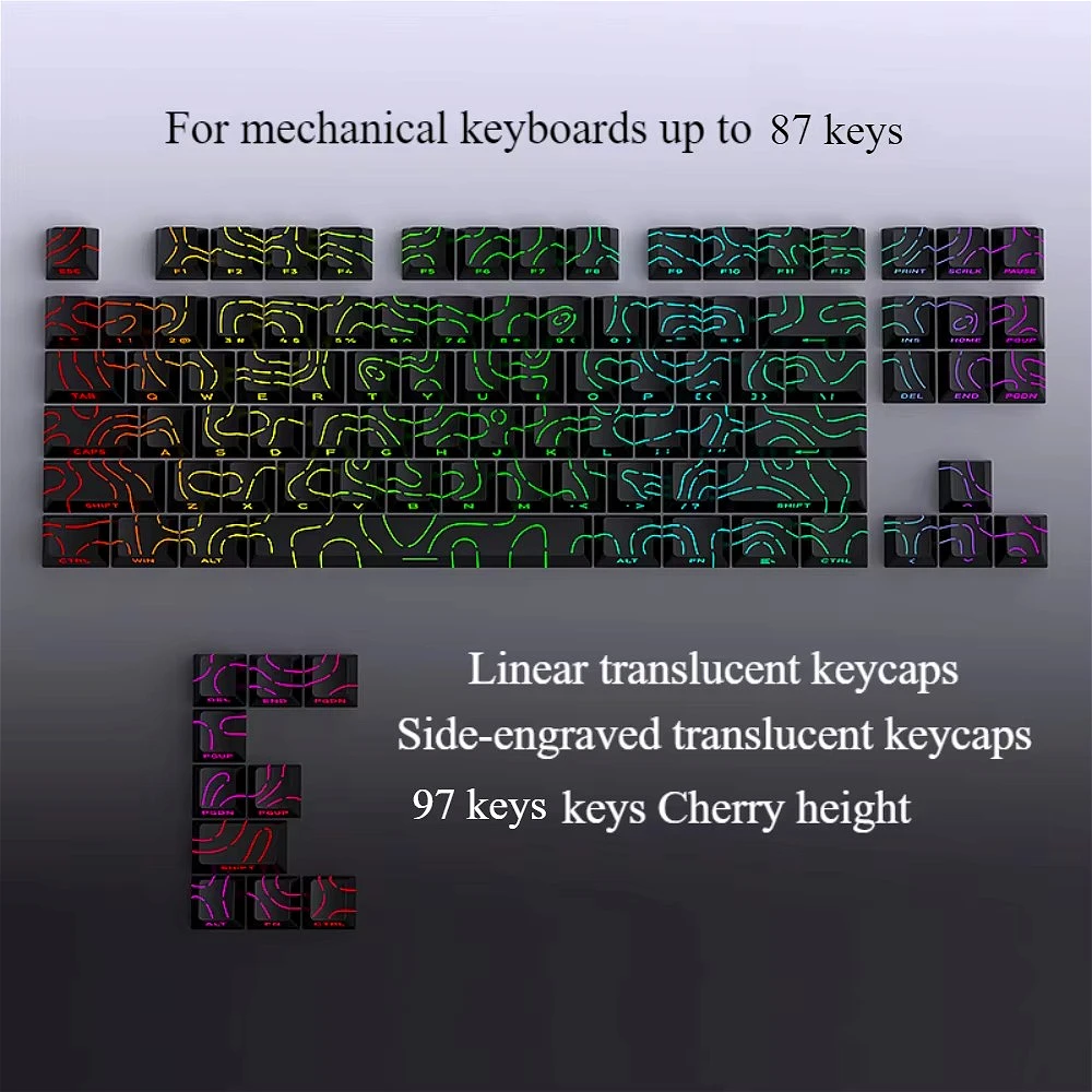Набор полупрозрачных колпачков с контурной треснутой боковой гравировкой Cherry PBT 97, персонализированные колпачки для механических клавиатур 61/75/87
Набор полупрозрачных колпачков с контурной треснутой боковой гравировкой Cherry PBT 97, персонализированные колпачки для механических клавиатур 61/75/87