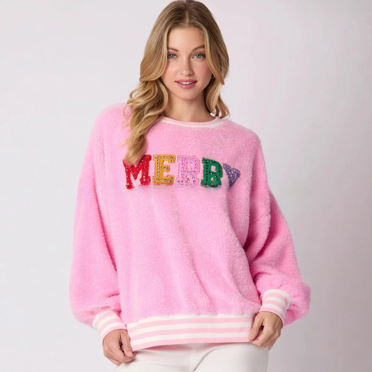 VIta Women's Hoodless Loose Sweatshirt for Winter 2024 with Christmas Letter Print and Rhinestone Decoration Y2k Clothes
VIta Women's Hoodless Loose Sweatshirt for Winter 2024 with Christmas Letter Print and Rhinestone Decoration Y2k Clothes