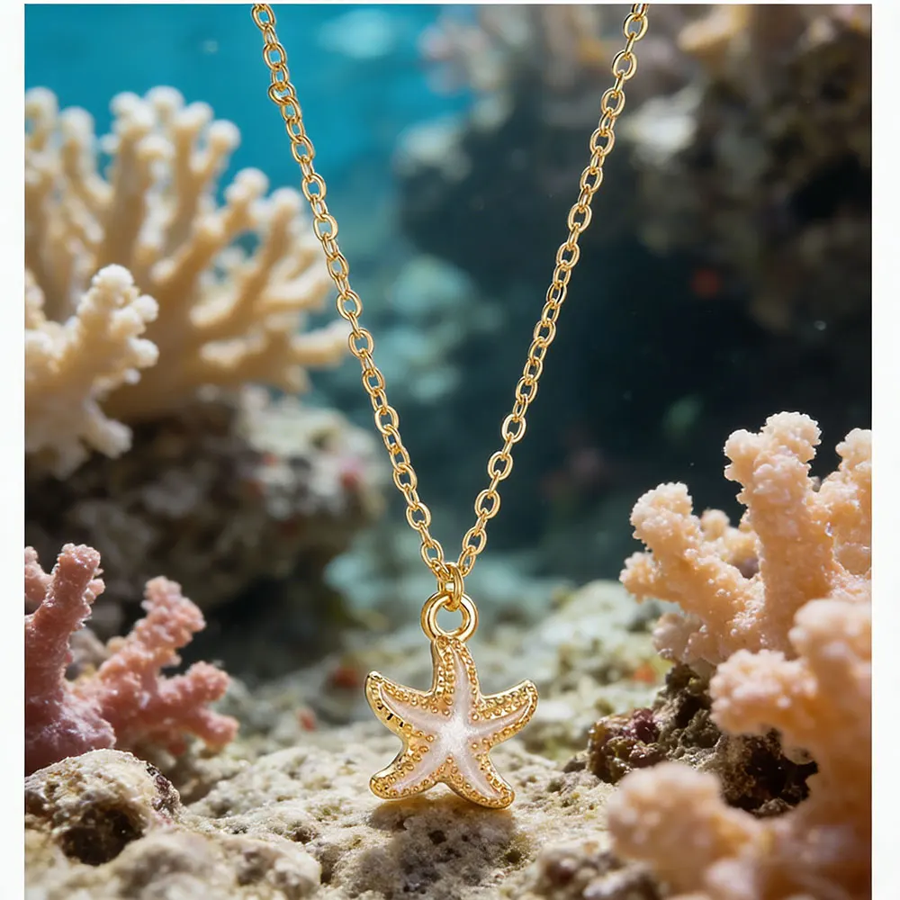1Pc Beach Vacation Starfish Pendant 1Pc Women's Diamond-Encrusted Alloy Personality Versatile Temperament Necklace
1Pc Beach Vacation Starfish Pendant 1Pc Women's Diamond-Encrusted Alloy Personality Versatile Temperament Necklace