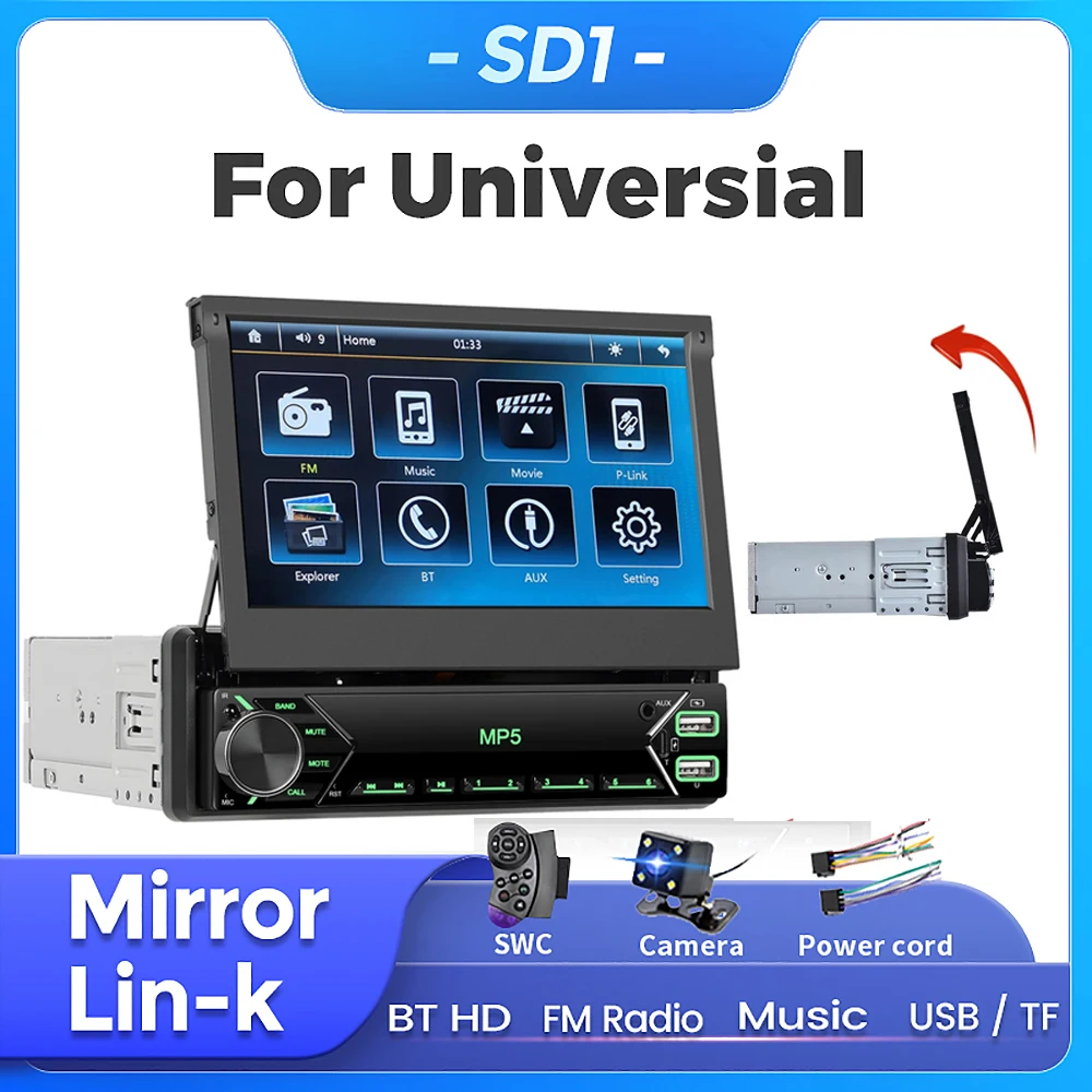 NaviFly 1Din Car Radio For Universal MP5 Multimedia Player 7 inch HD Retractable Screen Support Mirror-Link BT SWC
NaviFly 1Din Car Radio For Universal MP5 Multimedia Player 7 inch HD Retractable Screen Support Mirror-Link BT SWC