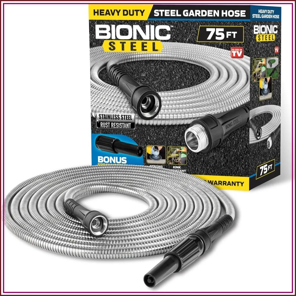 75 ft Stainless Steel Garden Hose, Lightweight & Flexible, Kink-Free, Rust-Proof, Easy to Store
75 ft Stainless Steel Garden Hose, Lightweight & Flexible, Kink-Free, Rust-Proof, Easy to Store