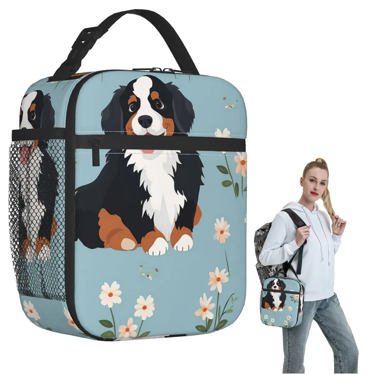 Cartoon Cute Bernese Mountain Dog Pattern Insulated Lunch Bag for Women Kids Portable Food Boxes Thermal Lunch Box Tote
Cartoon Cute Bernese Mountain Dog Pattern Insulated Lunch Bag for Women Kids Portable Food Boxes Thermal Lunch Box Tote