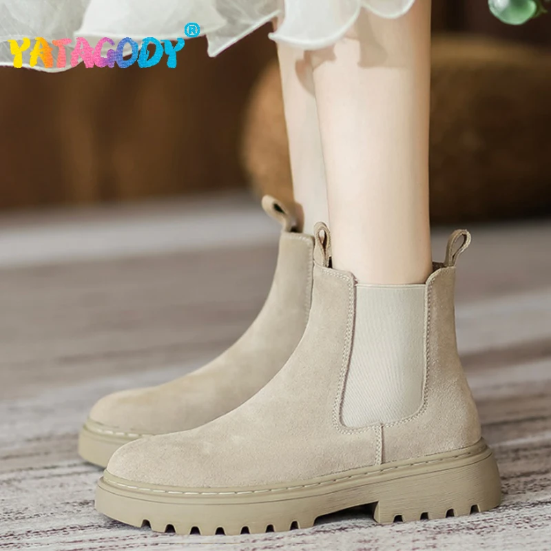 YATAGODY Size 35-40 Women Suede Real Leather Ankle Boots Woman Winter Mid Heels Shoes Platform Boots Elastic Band Chelsea Boots
YATAGODY Size 35-40 Women Suede Real Leather Ankle Boots Woman Winter Mid Heels Shoes Platform Boots Elastic Band Chelsea Boots