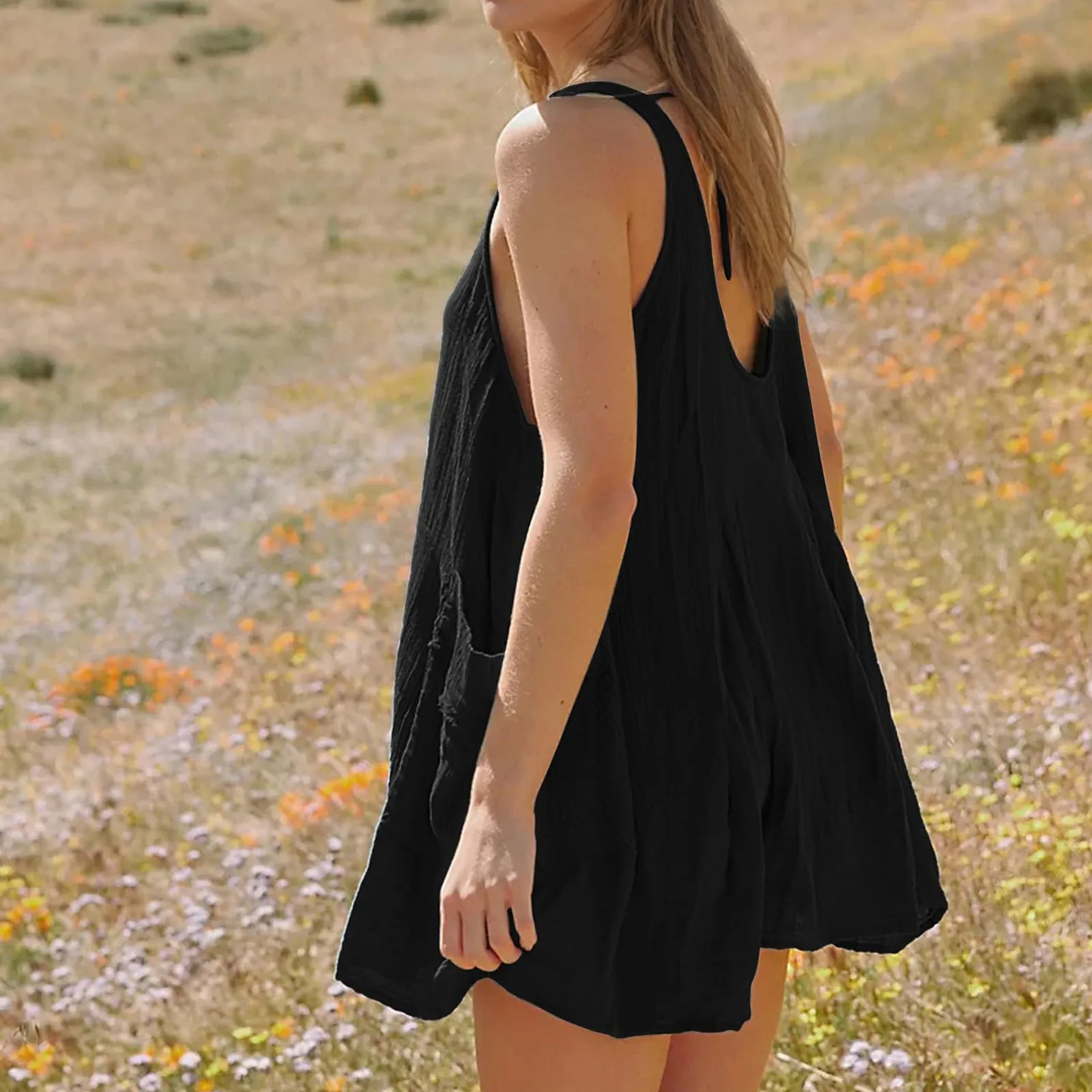 Ladies Black Loose Flowing Dress Round Neck Sleeveless Halter Waist Casual Dress Atmosphere Lazy Dress Temperament Elegant Dress
Ladies Black Loose Flowing Dress Round Neck Sleeveless Halter Waist Casual Dress Atmosphere Lazy Dress Temperament Elegant Dress