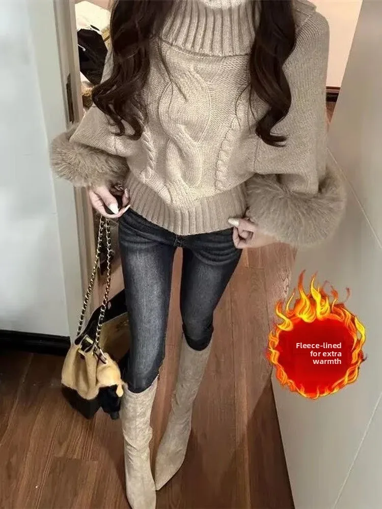 Sexy Slim Fit Fce Lined High Waist Jeans Retro Distred Cotton Stretch Denim Bootcut Pants Women's Casual Anti-Wrinkle Warm
Sexy Slim Fit Fce Lined High Waist Jeans Retro Distred Cotton Stretch Denim Bootcut Pants Women's Casual Anti-Wrinkle Warm