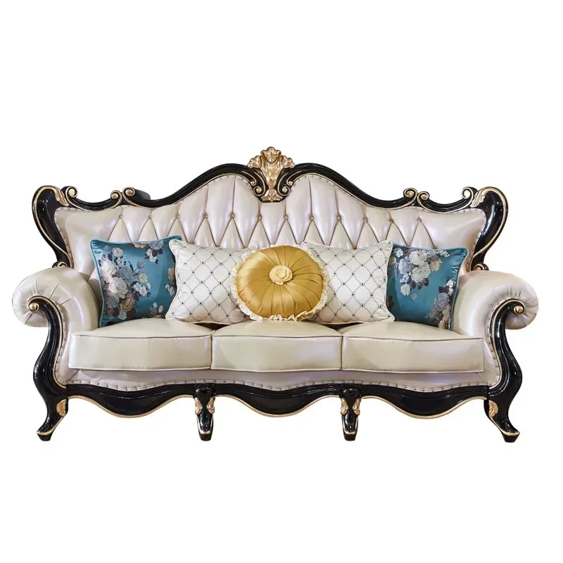 European leather sofa living room combination small apartment ebony light luxury American luxury first-layer cowhide villa set
European leather sofa living room combination small apartment ebony light luxury American luxury first-layer cowhide villa set