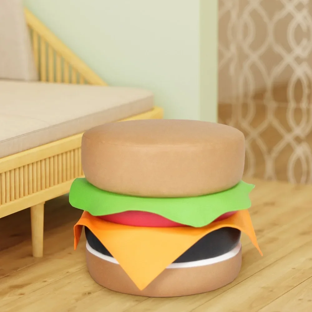 Faux Leather Cheeseburger Ottoman, for Living Room, Bedroom and Apartment with Solid Wood Frame, Modern Round Ottoman
Faux Leather Cheeseburger Ottoman, for Living Room, Bedroom and Apartment with Solid Wood Frame, Modern Round Ottoman