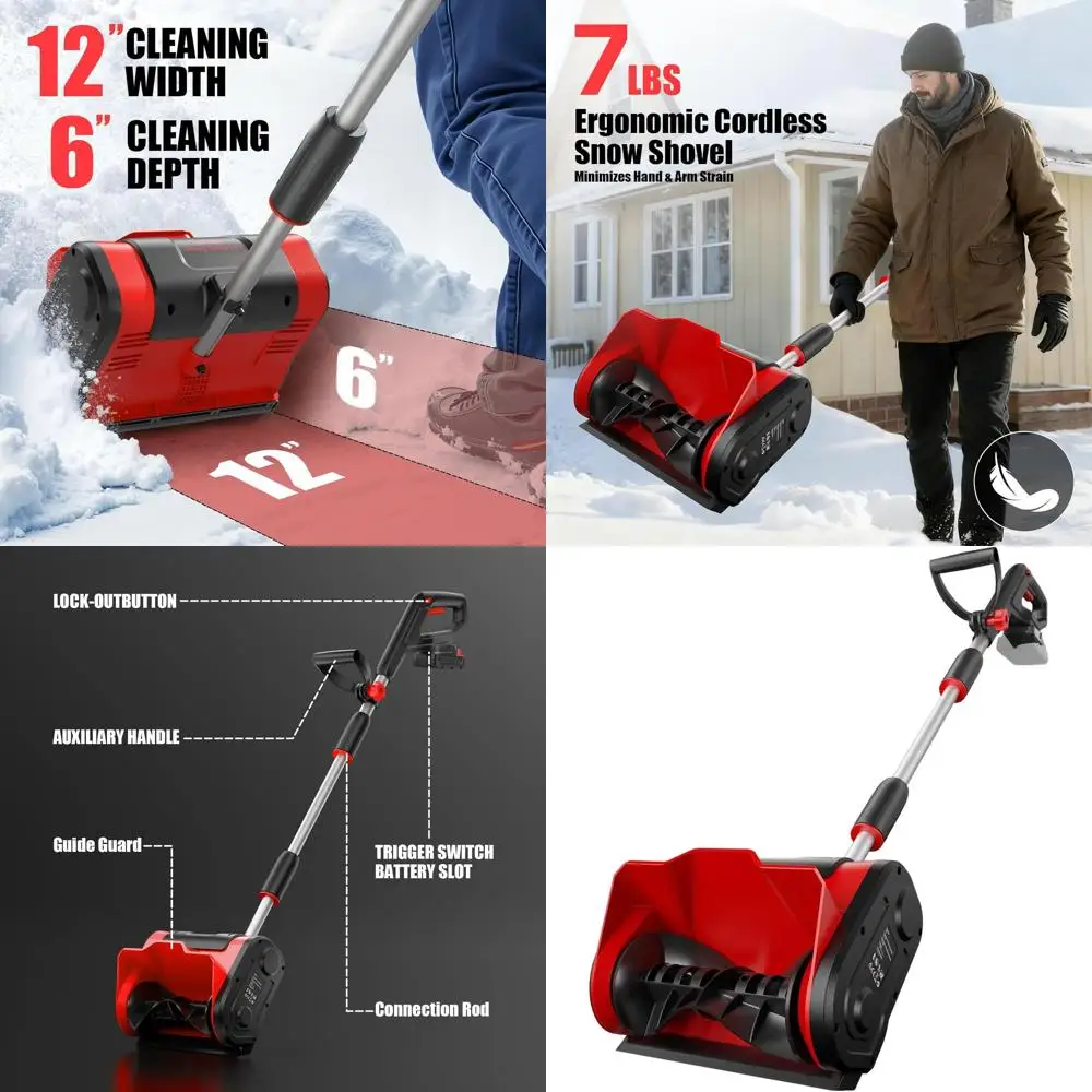 18V Cordless Snow Shovel, 12 Electric Snow Blower, 20FT Max Throw, Adjustable Handle, Safety Switch, Ideal for Driveway, Deck, P
18V Cordless Snow Shovel, 12 Electric Snow Blower, 20FT Max Throw, Adjustable Handle, Safety Switch, Ideal for Driveway, Deck, P