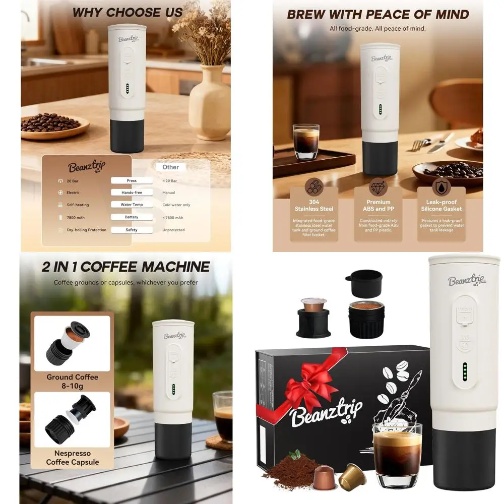 Портативная электрическая эспрессо-машина для подарка на День Благодарения, совместимая с капсулами Nescafe и молотым кофе, идеально подходит для путешествий и
Портативная электрическая эспрессо-машина для подарка на День Благодарения, совместимая с капсулами Nescafe и молотым кофе, идеально подходит для путешествий и