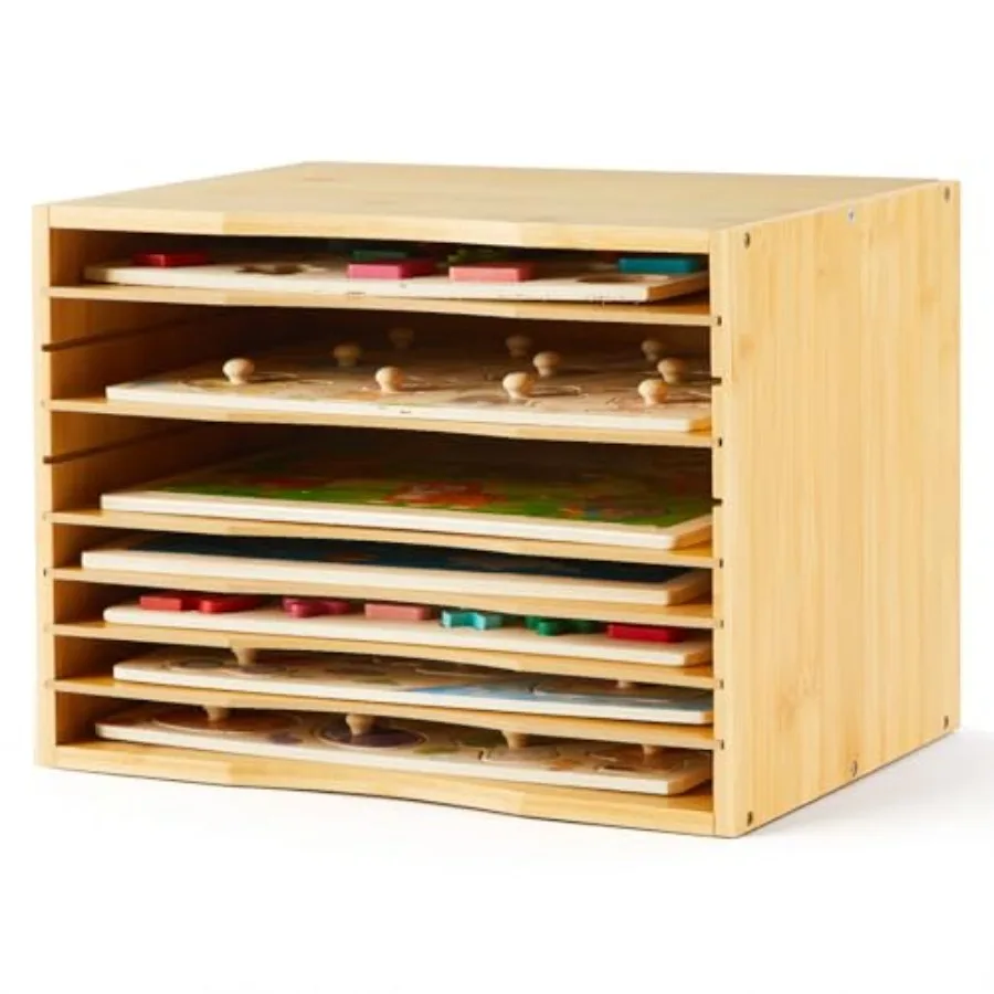 Pack Bamboo Puzzle Holder Rack, 7-Tier Adjustable Storage Organizer for Flat and Thick Jigsaw Puzzles, Space Saving Desktop She
Pack Bamboo Puzzle Holder Rack, 7-Tier Adjustable Storage Organizer for Flat and Thick Jigsaw Puzzles, Space Saving Desktop She