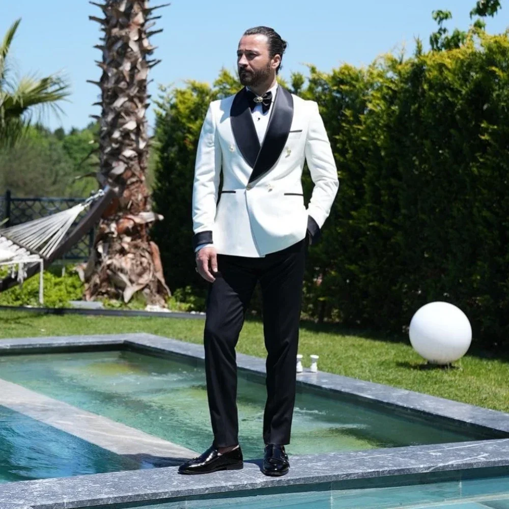 New Fashion Wedding Suits For Men Slim Fit Shawl Lapel Double Breasted 2 Pieces Groom Wear Wedding Tuxedos Costume Homme
New Fashion Wedding Suits For Men Slim Fit Shawl Lapel Double Breasted 2 Pieces Groom Wear Wedding Tuxedos Costume Homme