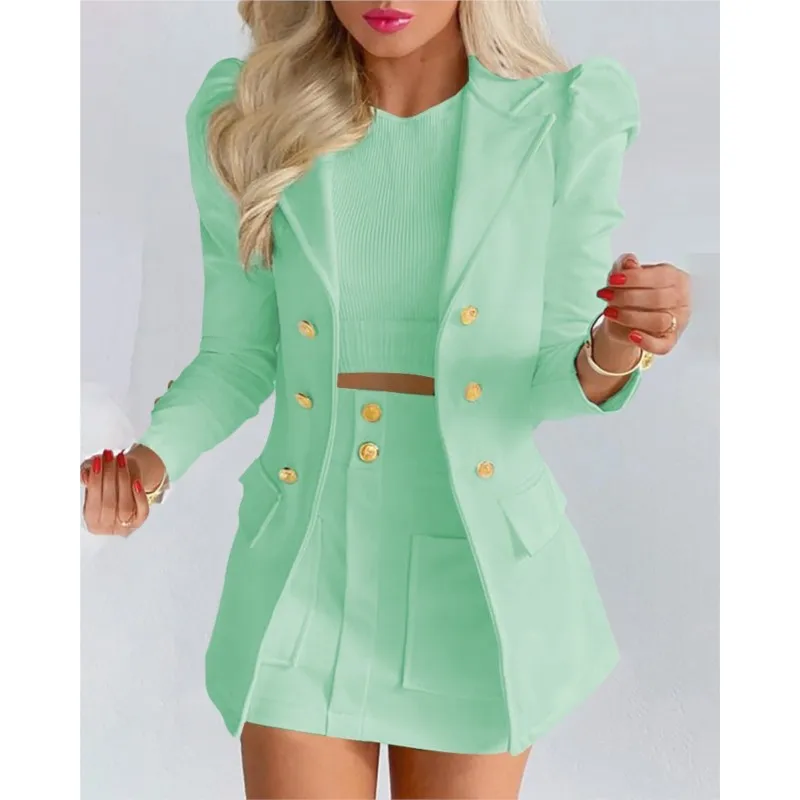 New Spring Autumn Women's Suit 2-piece Leisure Fashion White Suit Double-breasted Long Sleeve Coat Skirt Office Women Dress Set
New Spring Autumn Women's Suit 2-piece Leisure Fashion White Suit Double-breasted Long Sleeve Coat Skirt Office Women Dress Set
