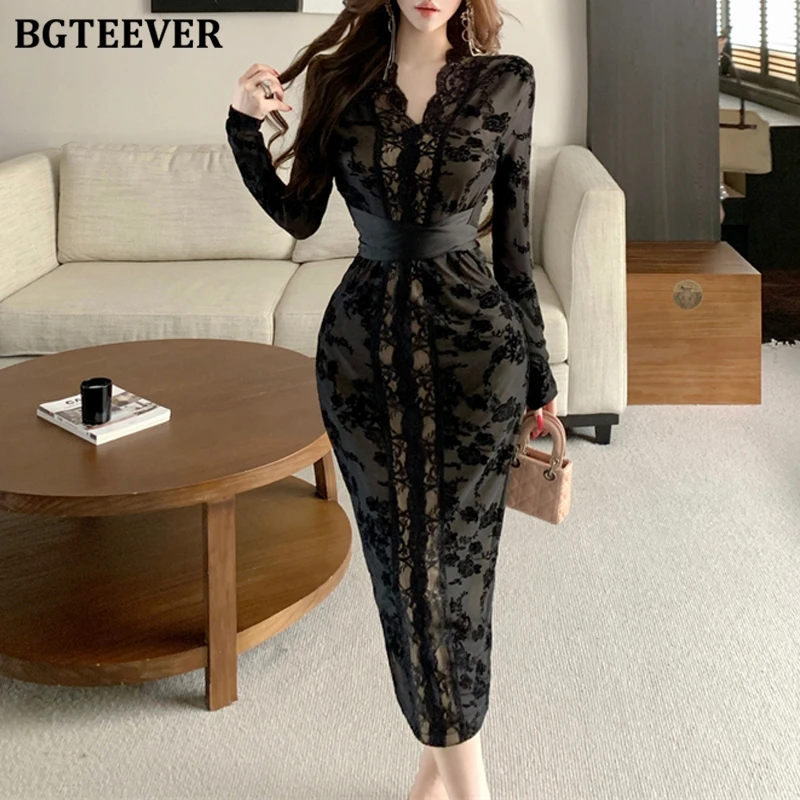 BGTEEVER элегантное женское облегающее кружевное платье с тонкой талией и v-образным вырезом, осеннее модное женское облегающее кружевное платье с длинными рукавами
BGTEEVER элегантное женское облегающее кружевное платье с тонкой талией и v-образным вырезом, осеннее модное женское облегающее кружевное платье с длинными рукавами