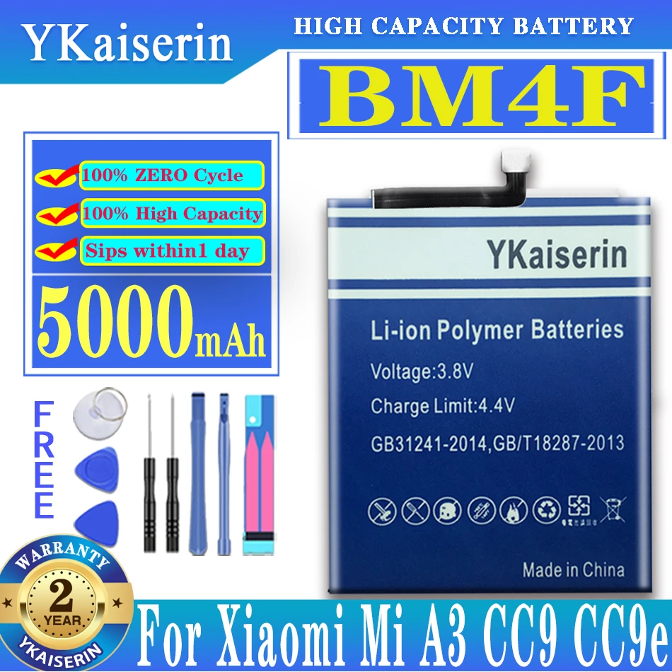 YKaiserin BM4F 5000mAh Mobiele Phone Battery For Xiaomi Mi A3 Mi A3 For Mi9 Lite mi9lite / CC9 CC9e BM 4F Battery + Tools
YKaiserin BM4F 5000mAh Mobiele Phone Battery For Xiaomi Mi A3 Mi A3 For Mi9 Lite mi9lite / CC9 CC9e BM 4F Battery + Tools