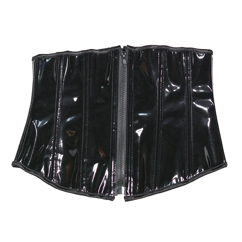 Oil Glossy PU Leather Underbust Corset for Women Steampunk Waist Trainer Zip Bustiers Body Shaper Black PVC Short Torso Corsets
Oil Glossy PU Leather Underbust Corset for Women Steampunk Waist Trainer Zip Bustiers Body Shaper Black PVC Short Torso Corsets