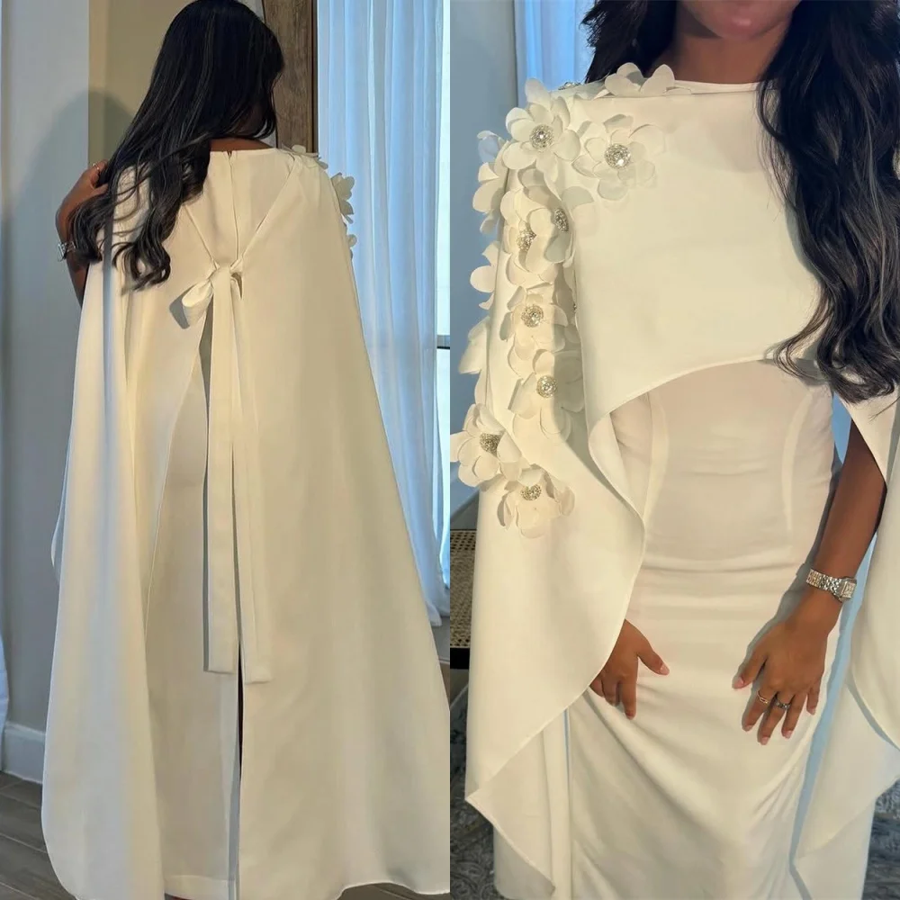 Customized Simple White Jersey Evening Dress Modern Crew Neck Flowers Homecoming Dress Luxury Ruched Special Occasion
Customized Simple White Jersey Evening Dress Modern Crew Neck Flowers Homecoming Dress Luxury Ruched Special Occasion