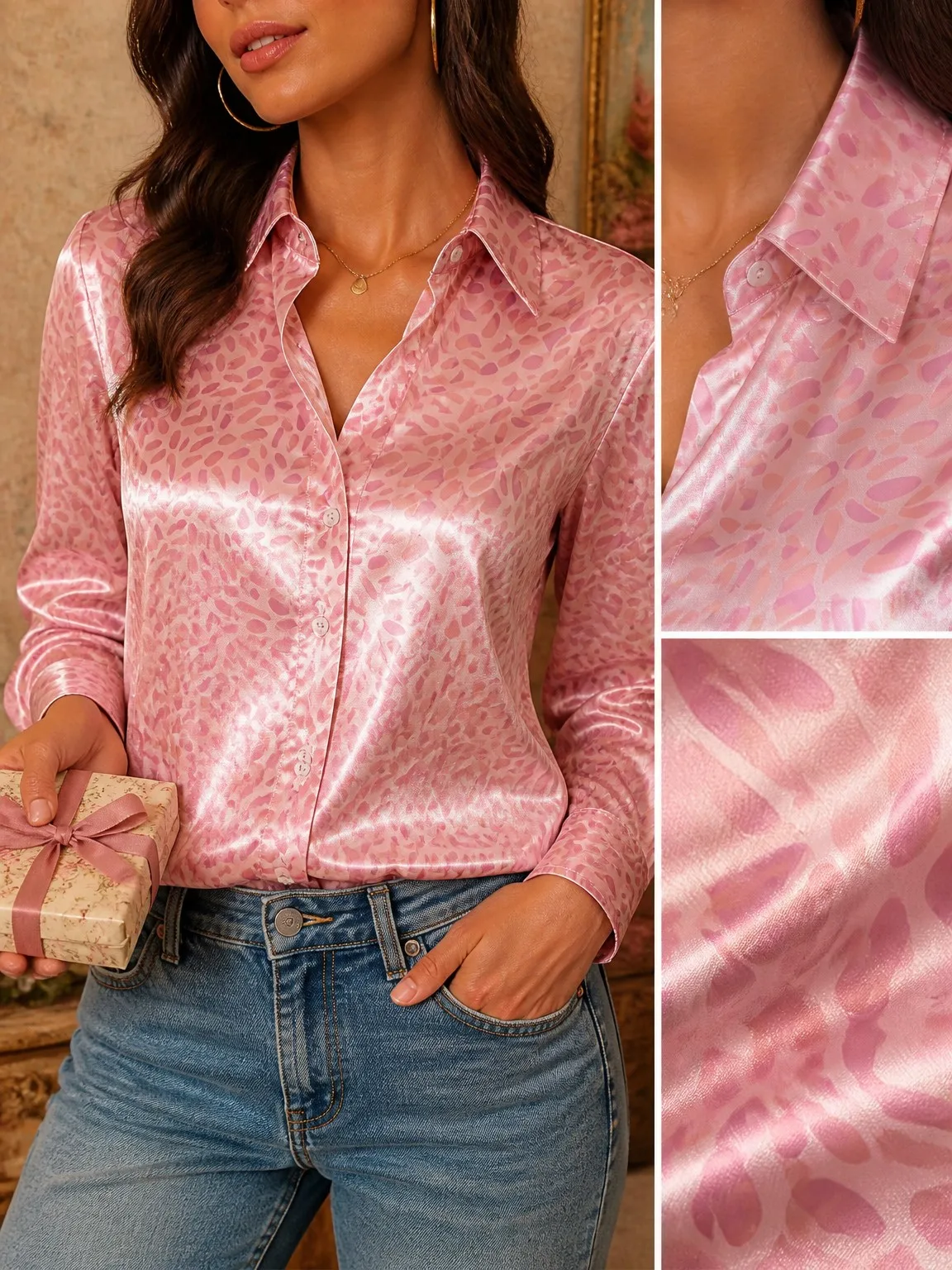 2026 Women's Satin Leopard Print Button-Down Shirt, Stylish and Comfortable Long-Sleeved Top for Spring and Autumn.
2026 Women's Satin Leopard Print Button-Down Shirt, Stylish and Comfortable Long-Sleeved Top for Spring and Autumn.