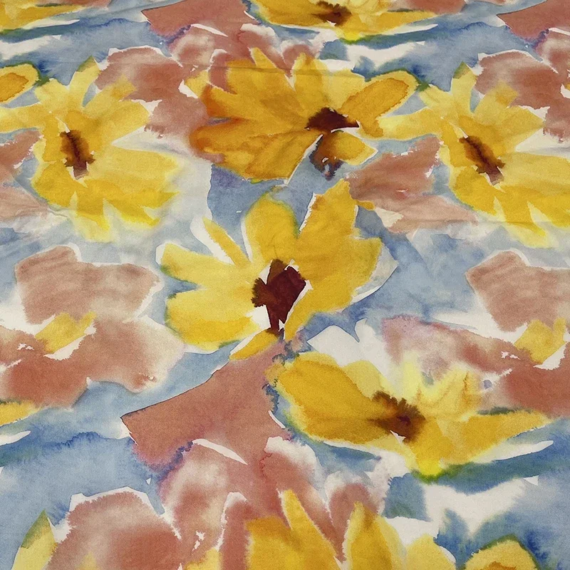 Spring and Summer Fashion Show Pure Cotton Printed Fabric Yellow Chrysanthemum Women's Skirt Clothing Sewing Fabrics By Meters 
Spring and Summer Fashion Show Pure Cotton Printed Fabric Yellow Chrysanthemum Women's Skirt Clothing Sewing Fabrics By Meters