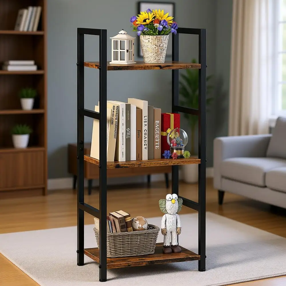 3-Tier Rustic Brown Industrial Style Bookcase for Home, Living Room, Bedroom, and Office, Easy Assembly, Multifunctional Organiz
3-Tier Rustic Brown Industrial Style Bookcase for Home, Living Room, Bedroom, and Office, Easy Assembly, Multifunctional Organiz