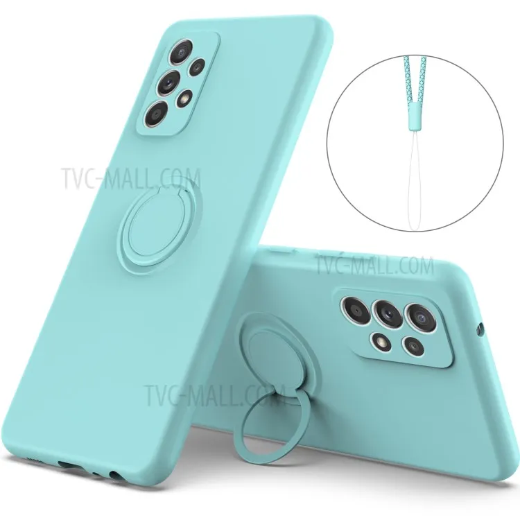 Ring Holder Kickstand Design Liquid Silicone Phone Case with Strap for Samsung Galaxy A52 4G/5G / A52s 5G - Baby Blue
Ring Holder Kickstand Design Liquid Silicone Phone Case with Strap for Samsung Galaxy A52 4G/5G / A52s 5G - Baby Blue