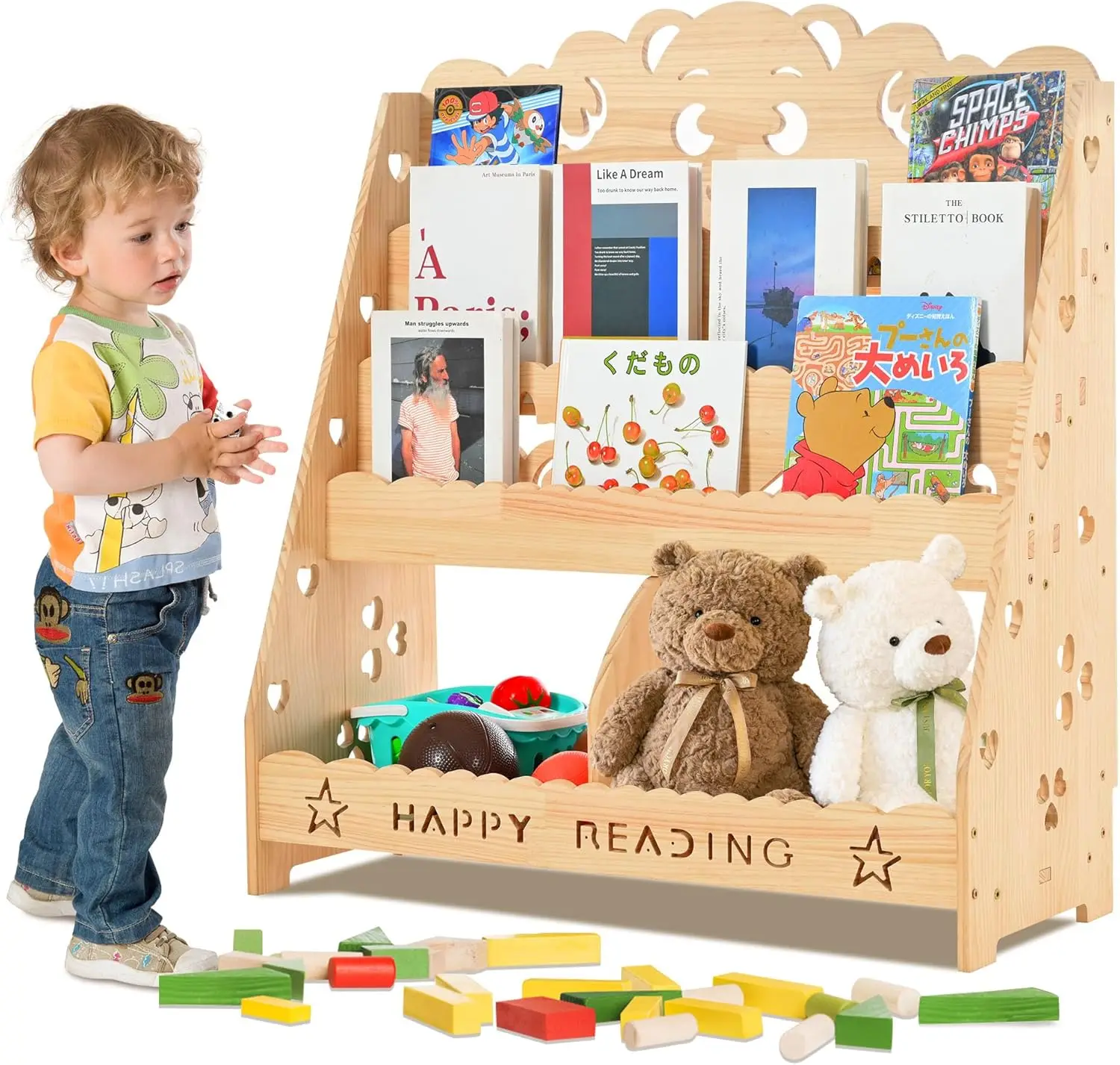 4 Tier Kids Wooden Bookshelf,Children Bookcase Cabinet, 2 Cubby Toy Storage Organizer, Toddler Book Toy Shelf For Bedroom,
4 Tier Kids Wooden Bookshelf,Children Bookcase Cabinet, 2 Cubby Toy Storage Organizer, Toddler Book Toy Shelf For Bedroom,