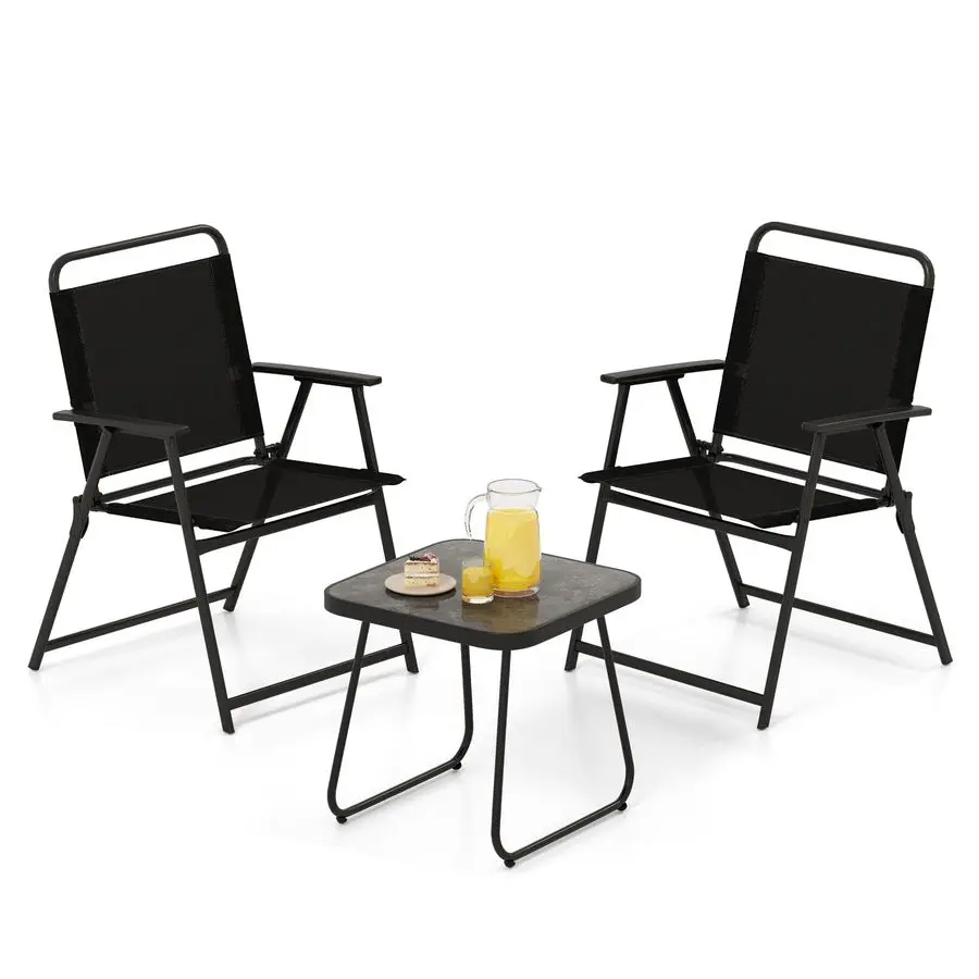 3 Pieces Folding Patio Bistro Set, Patio Furniture Set with 2 Folding Fabric Chairs and Side Table, Small Outdoor Conversation S
3 Pieces Folding Patio Bistro Set, Patio Furniture Set with 2 Folding Fabric Chairs and Side Table, Small Outdoor Conversation S