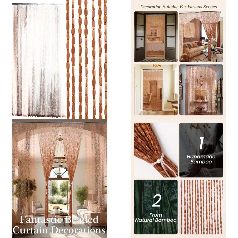 Изготовленная вручную занавеска из натурального бамбука и деревянных бусин, 35,4 x 79 дюймов, для дверного проема или в качестве разделителя комнаты, в богемном стиле, коричневая.
Изготовленная вручную занавеска из натурального бамбука и деревянных бусин, 35,4 x 79 дюймов, для дверного проема или в качестве разделителя комнаты, в богемном стиле, коричневая.