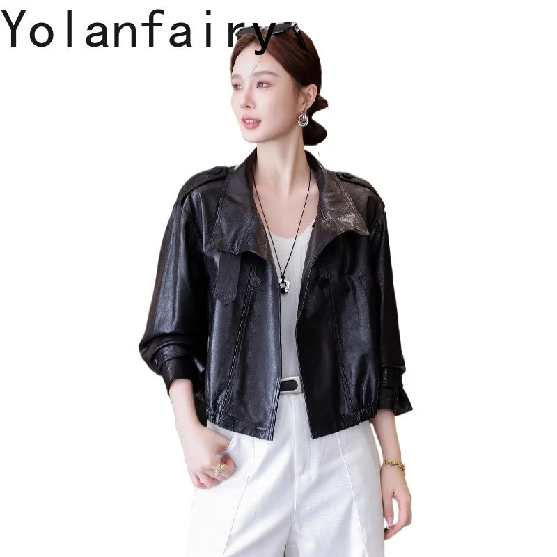 YOLANFAIRY Oil Wax Sheepskin Real Leather Coat Women Autumn Winter 100% Genuine Leather Jacket Female Short Elegant Outerwear
YOLANFAIRY Oil Wax Sheepskin Real Leather Coat Women Autumn Winter 100% Genuine Leather Jacket Female Short Elegant Outerwear