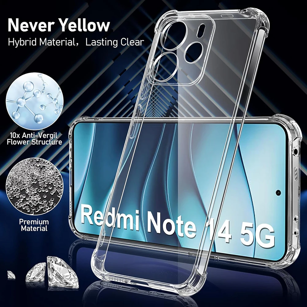 Shockproof Silicone Case For Xiaomi Redmi Note 14 4G 163mm 164mm Soft Ultra Thin Cover Shell For Redmi Note 14 Pro Plus Pro+ 5G
Shockproof Silicone Case For Xiaomi Redmi Note 14 4G 163mm 164mm Soft Ultra Thin Cover Shell For Redmi Note 14 Pro Plus Pro+ 5G
