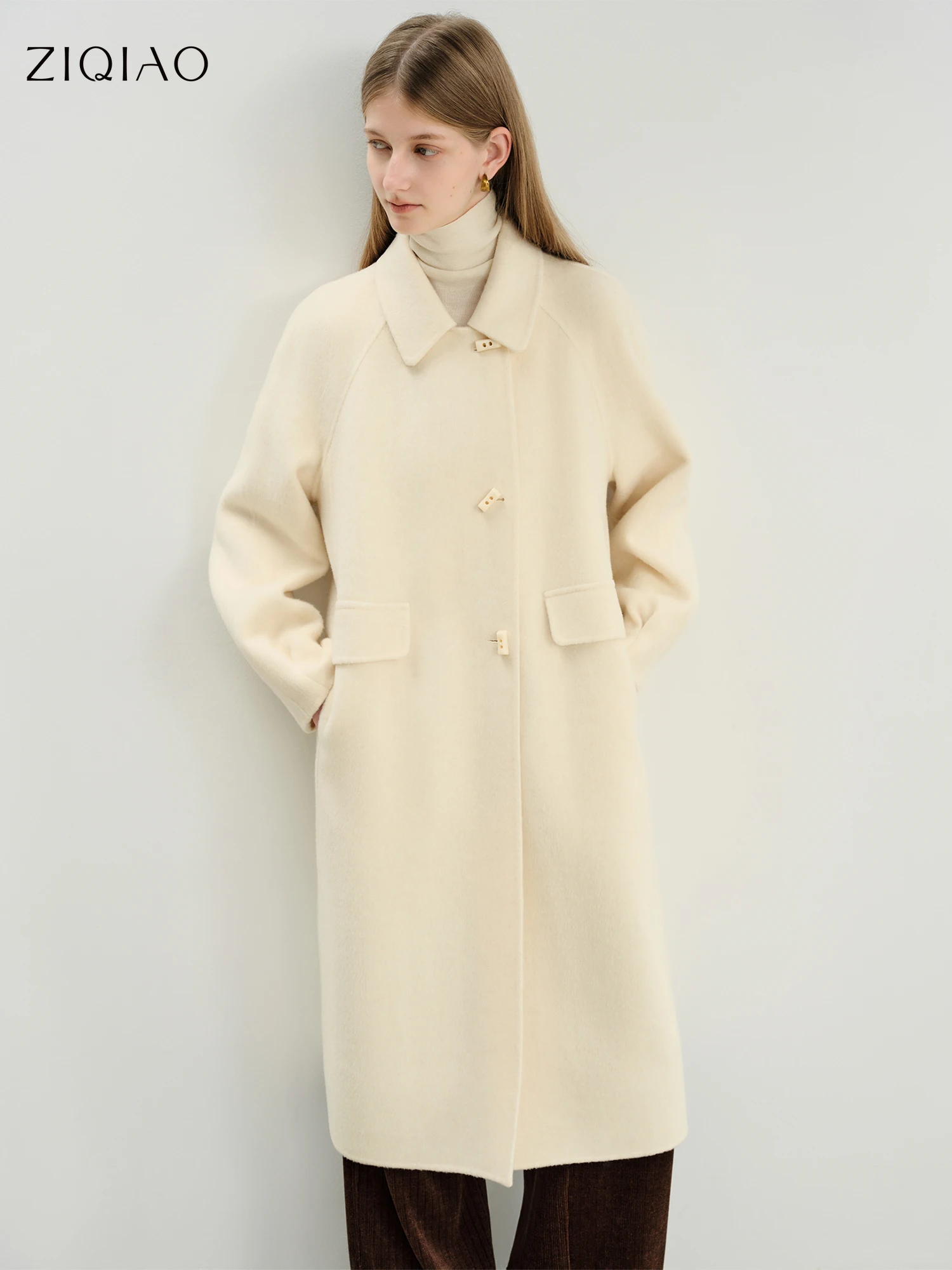 ZIQIAO Craft Studio Soft Pink Double-Faced Trench Coat for Petite Women Winter 2025 New Arrival 100% Wool Overcoat Wool Coat 
ZIQIAO Craft Studio Soft Pink Double-Faced Trench Coat for Petite Women Winter 2025 New Arrival 100% Wool Overcoat Wool Coat