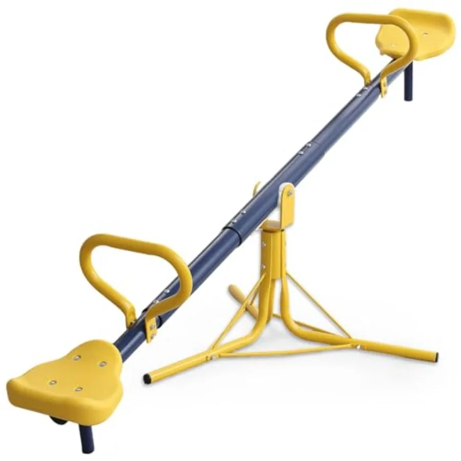 Outdoor teeter totter seesaw for kids aged 3-10, durable HDPE plastic in blue and yellow, 0-degree rotating seat for safe sit-a
Outdoor teeter totter seesaw for kids aged 3-10, durable HDPE plastic in blue and yellow, 0-degree rotating seat for safe sit-a