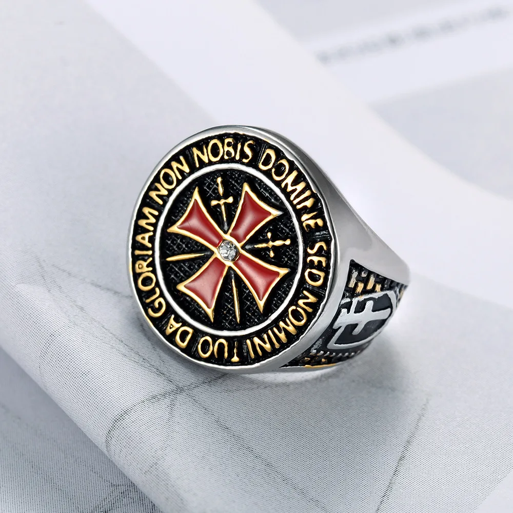 Heavy Metal Crusader Red Cross Ring For Men Boys Stainless Steel Domineering Knights Templar Masonic Rings Fashion Jewelry Gifts
Heavy Metal Crusader Red Cross Ring For Men Boys Stainless Steel Domineering Knights Templar Masonic Rings Fashion Jewelry Gifts