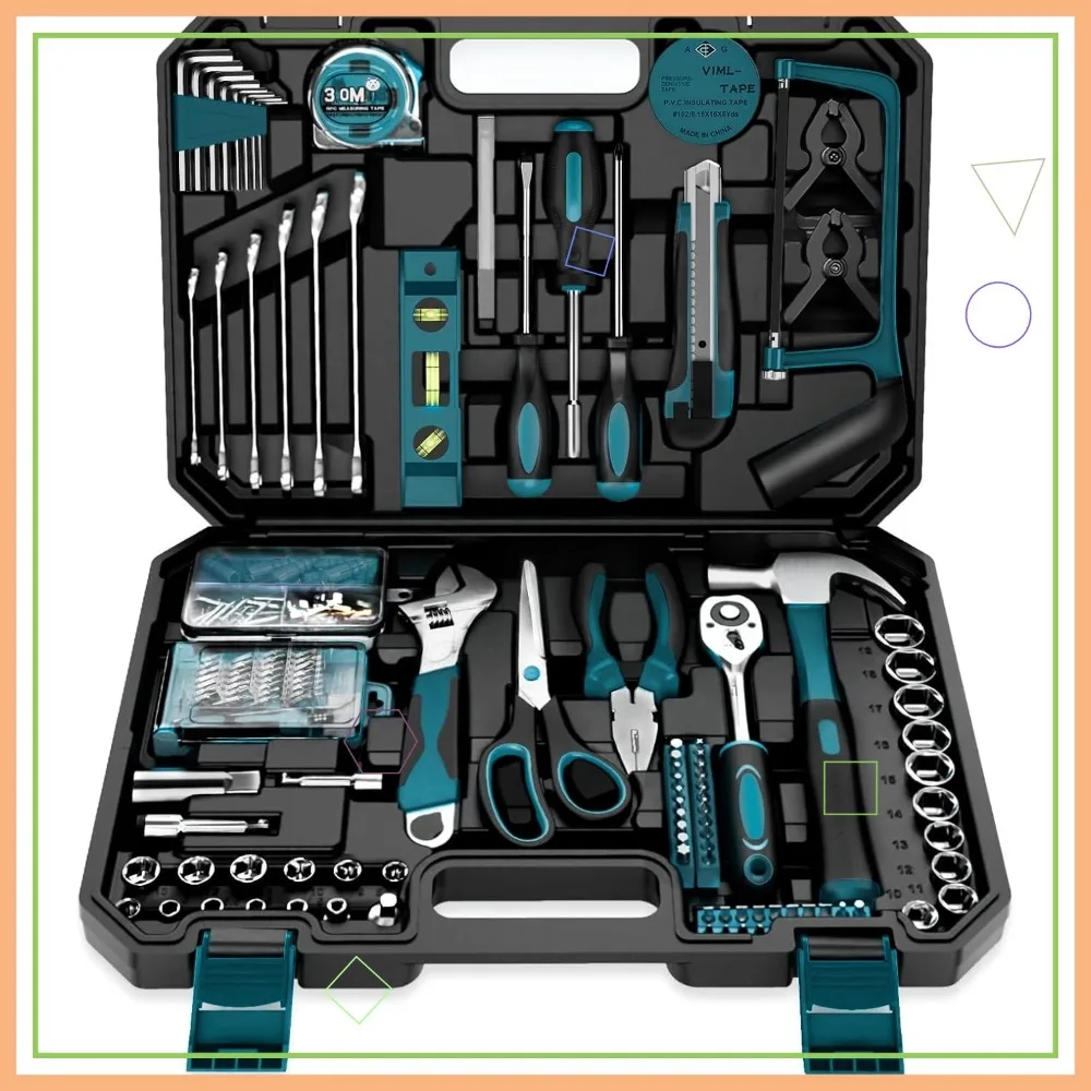257-Piece Home Tool Kit - Complete Household Repair Set with Screwdrivers, Wrenches & Sockets in Portable Blue Storage Case
257-Piece Home Tool Kit - Complete Household Repair Set with Screwdrivers, Wrenches & Sockets in Portable Blue Storage Case