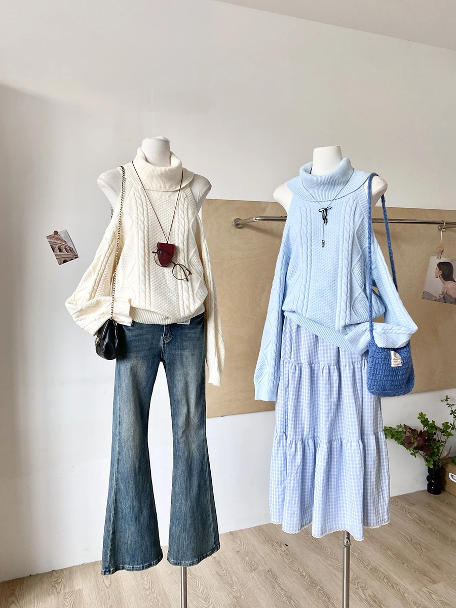 Korean Style Long Sleeve Shoulder Bared Women's Sweater Slimming Lazy Fashionable Top for Young Girls Winter 2025 New Arrival
Korean Style Long Sleeve Shoulder Bared Women's Sweater Slimming Lazy Fashionable Top for Young Girls Winter 2025 New Arrival