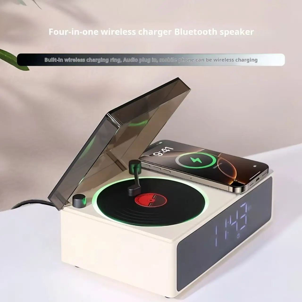 Retro CD Turntable Bluetooth Speaker Alarm Clock Wireless Charger All-in-one Desktop HIFI Soundbox Support TF Card AUX Playback
Retro CD Turntable Bluetooth Speaker Alarm Clock Wireless Charger All-in-one Desktop HIFI Soundbox Support TF Card AUX Playback