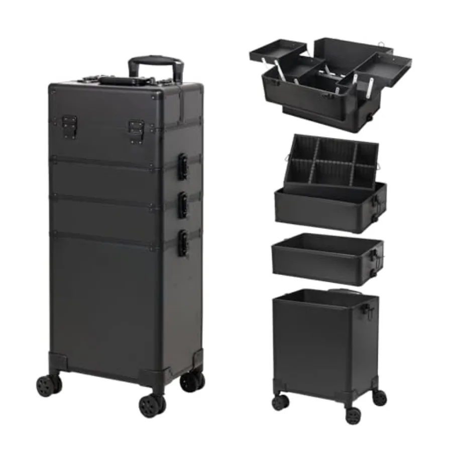 Professional Rolling Makeup Case Cosmetology Case on Wheels 4 in 1 Large Cosmetic Train Case Black Portable Beauty Organizer fo
Professional Rolling Makeup Case Cosmetology Case on Wheels 4 in 1 Large Cosmetic Train Case Black Portable Beauty Organizer fo