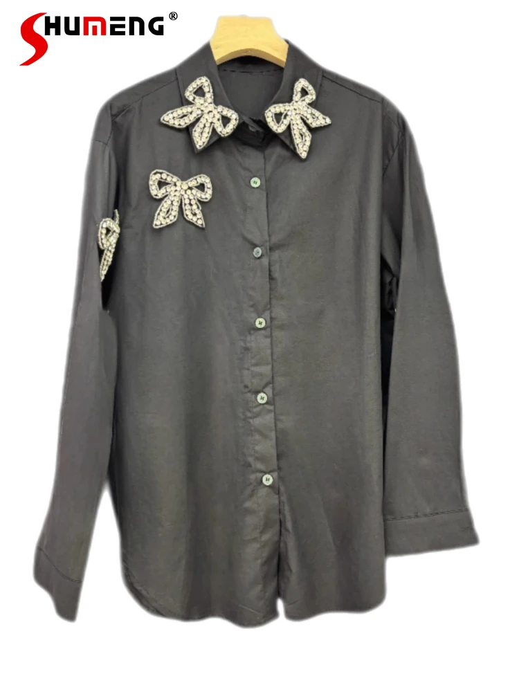 2025 Women's Spring Summer New Fashion Light Luxury Bow Shirts Ladies Hot Diamond Loose Shirt Solid Color Long Sleeve Nice Tops
2025 Women's Spring Summer New Fashion Light Luxury Bow Shirts Ladies Hot Diamond Loose Shirt Solid Color Long Sleeve Nice Tops