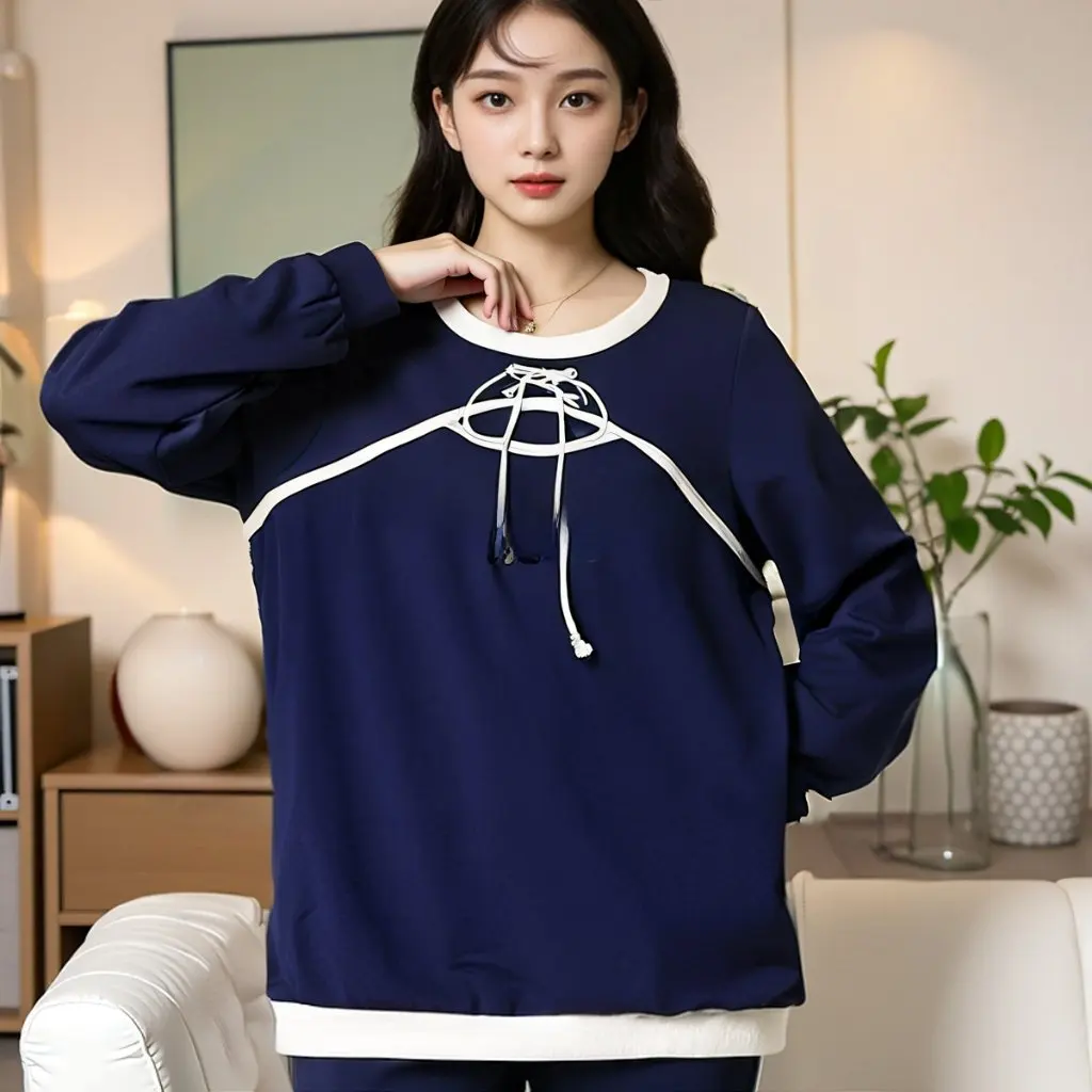 Женская толстовка с длинными рукавами больших размеров 60-175 кг, дизайн Sense Niche, искусственная двухсекционная осенняя новинка для полных девочек 
Женская толстовка с длинными рукавами больших размеров 60-175 кг, дизайн Sense Niche, искусственная двухсекционная осенняя новинка для полных девочек