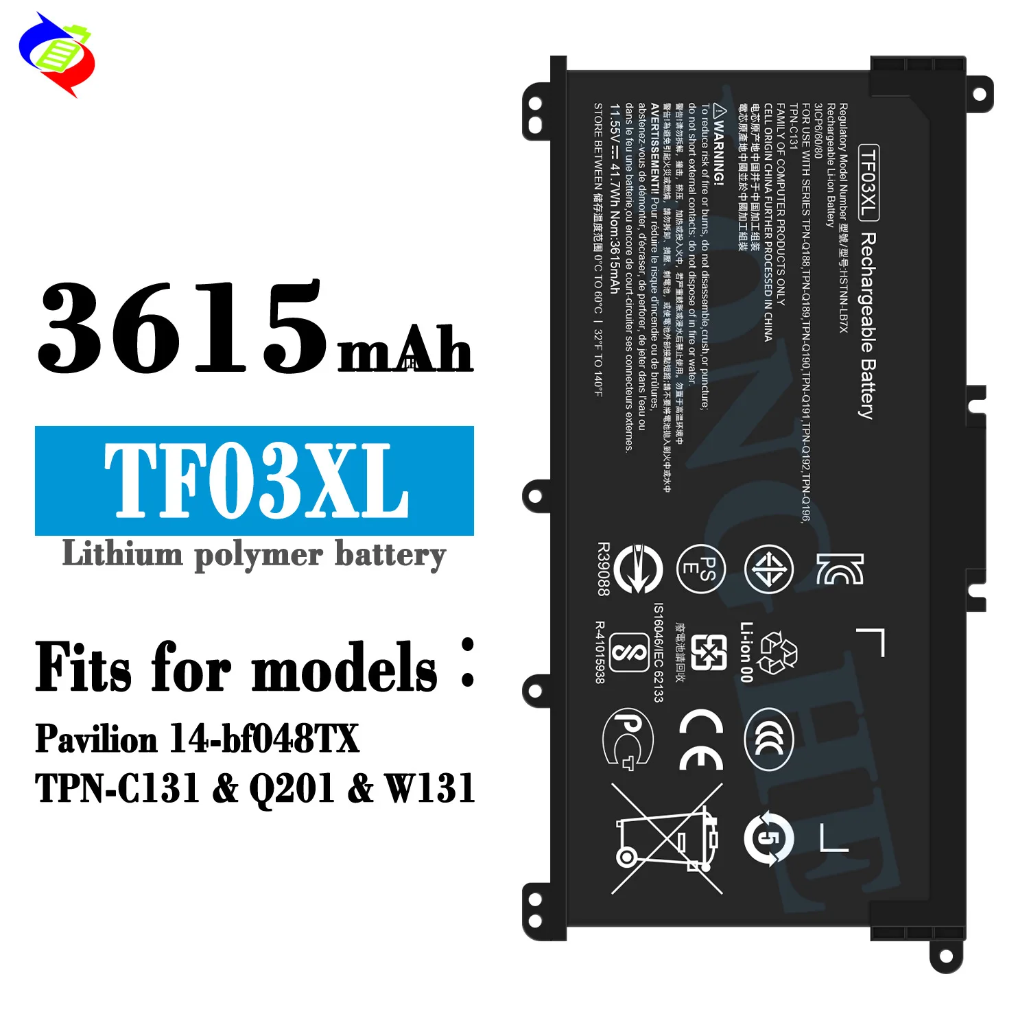TF03XL Battery For HP Pavilion X360 14-BF 14-BK 14-CD 15-CC 15-DW 15-CK 15T-CS 17-AR Replacement +Free Tools
TF03XL Battery For HP Pavilion X360 14-BF 14-BK 14-CD 15-CC 15-DW 15-CK 15T-CS 17-AR Replacement +Free Tools