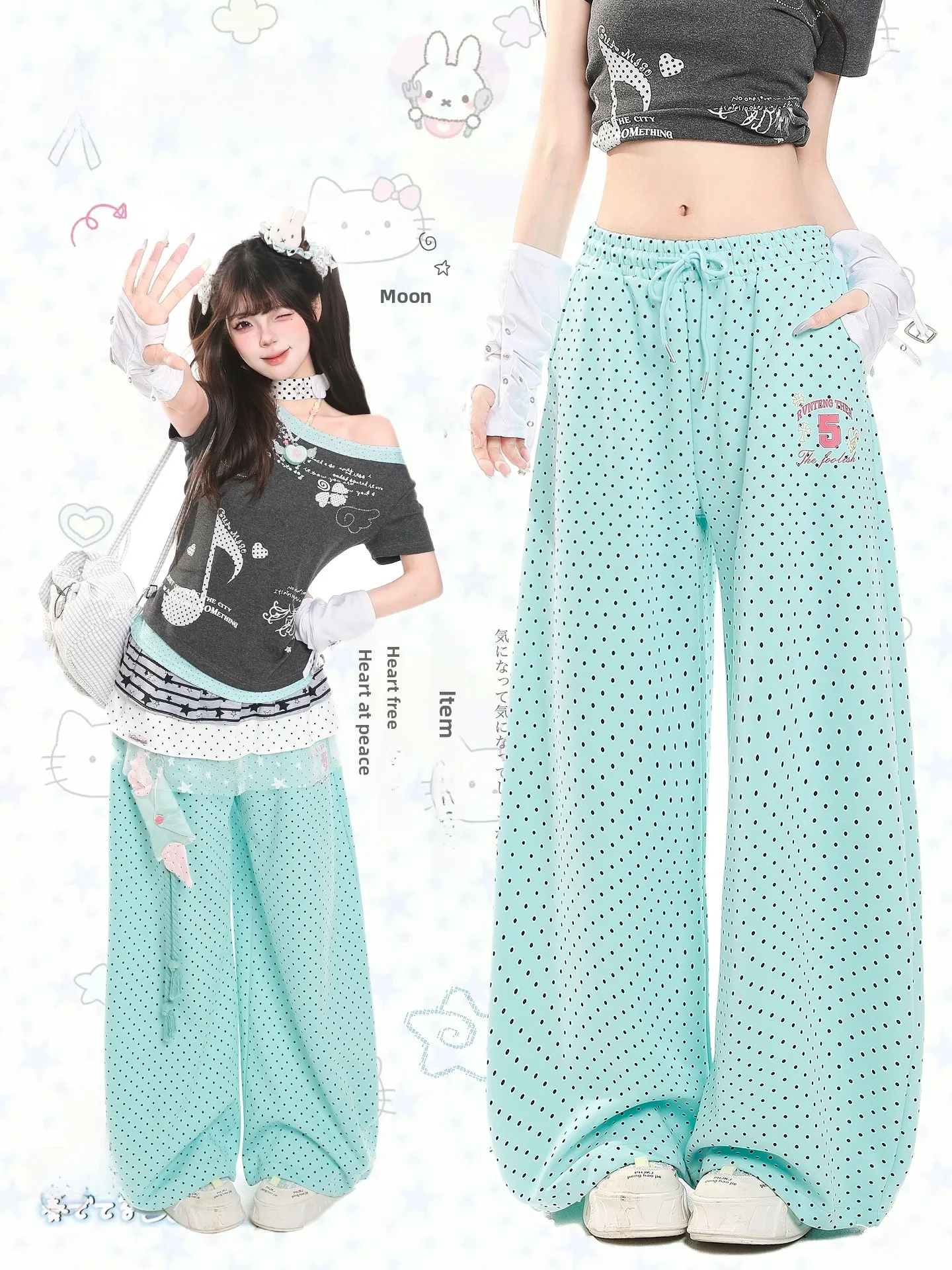 American Polka Dot Print Wide Leg Pants Women Summer Lazy BF Style High Waist Slim Loose Drapey Straight Casual Trousers
American Polka Dot Print Wide Leg Pants Women Summer Lazy BF Style High Waist Slim Loose Drapey Straight Casual Trousers