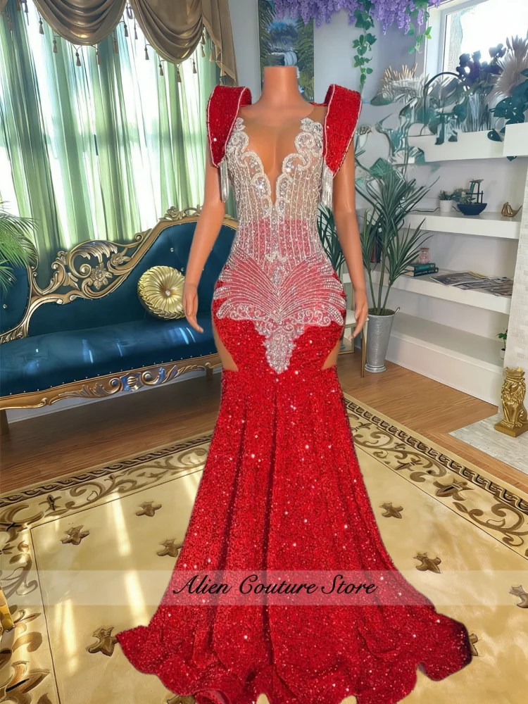 Sparkling Diamond Prom Celebrity Gowns 2026 Red Elegant Inlaid Sequins Card Shoulder Black Girls Birthday Party Customized
Sparkling Diamond Prom Celebrity Gowns 2026 Red Elegant Inlaid Sequins Card Shoulder Black Girls Birthday Party Customized