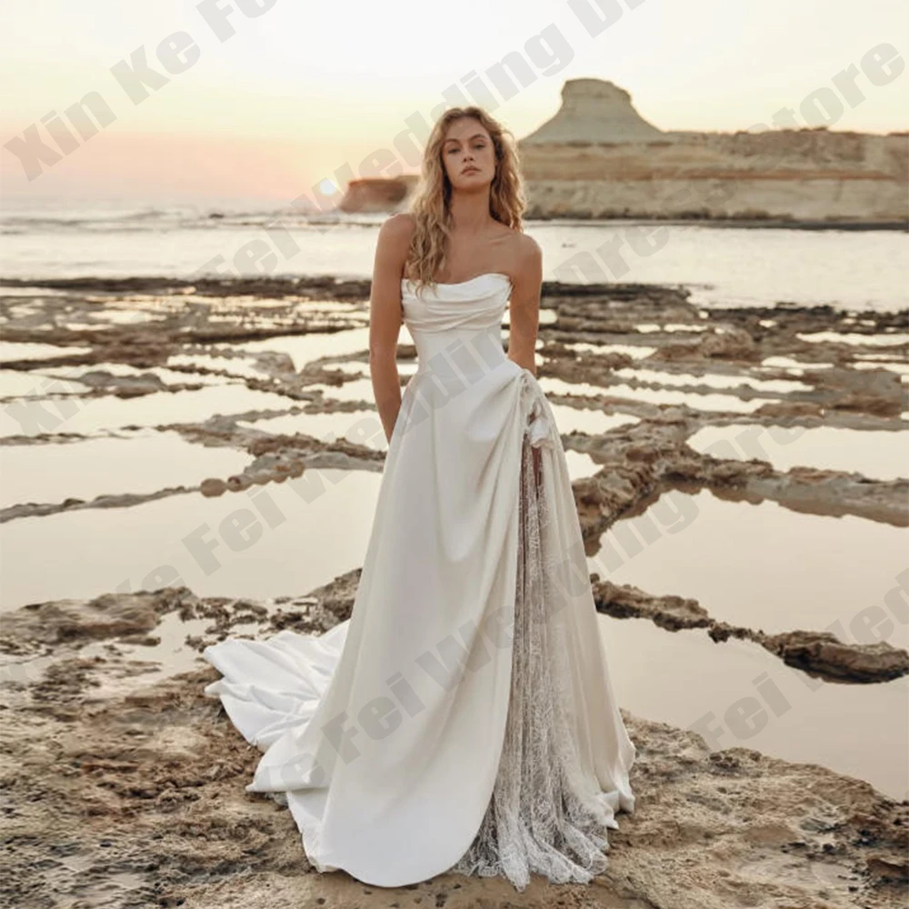 Elegant Women's Mermaid Bridal Gowns Satin Lace Off Shoulder Sleeveless Princess Wedding Dresses Formal Beach Party Customized
Elegant Women's Mermaid Bridal Gowns Satin Lace Off Shoulder Sleeveless Princess Wedding Dresses Formal Beach Party Customized