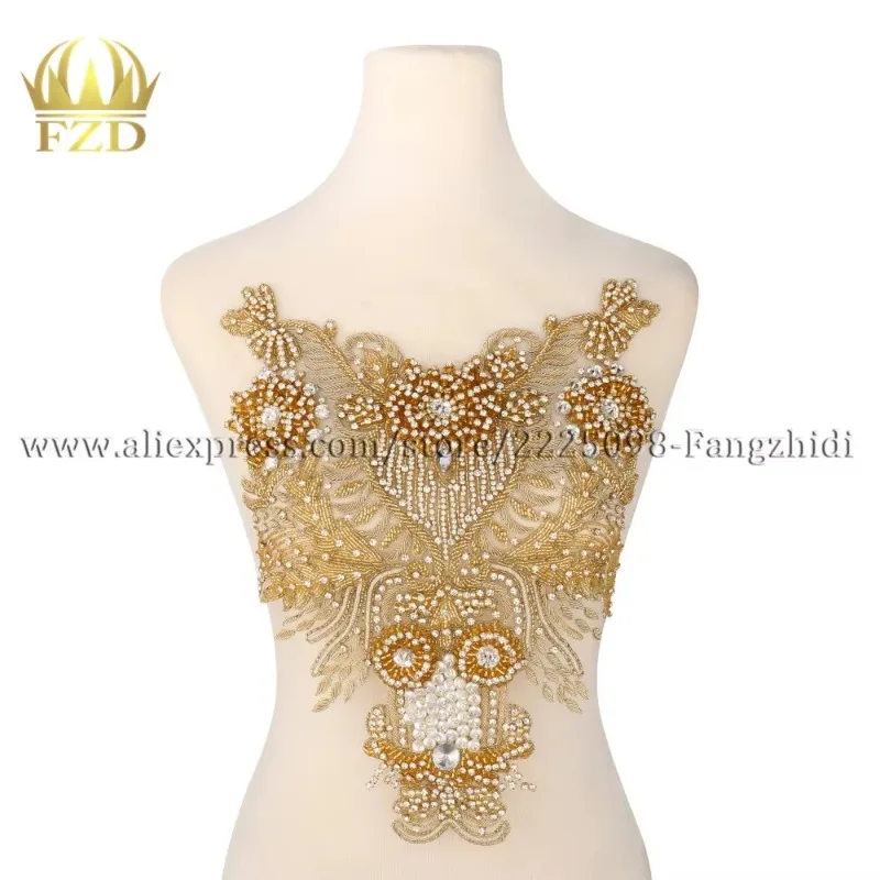 Chest Water Embroidered Pearl Patch Crystal Gold Rhinestone Patch Wedding Dress And Diy Dress Decoration Sewn Patches Clothes*1
Chest Water Embroidered Pearl Patch Crystal Gold Rhinestone Patch Wedding Dress And Diy Dress Decoration Sewn Patches Clothes*1