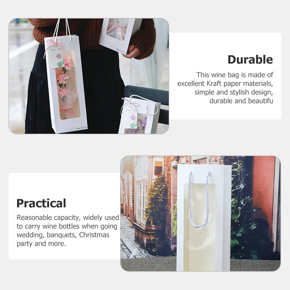 4pcs Bottle Gift Bags Kraft Paper Carrier with Window for Wedding Party Red Bags Handheld Tote Gift Packaging for 
4pcs Bottle Gift Bags Kraft Paper Carrier with Window for Wedding Party Red Bags Handheld Tote Gift Packaging for