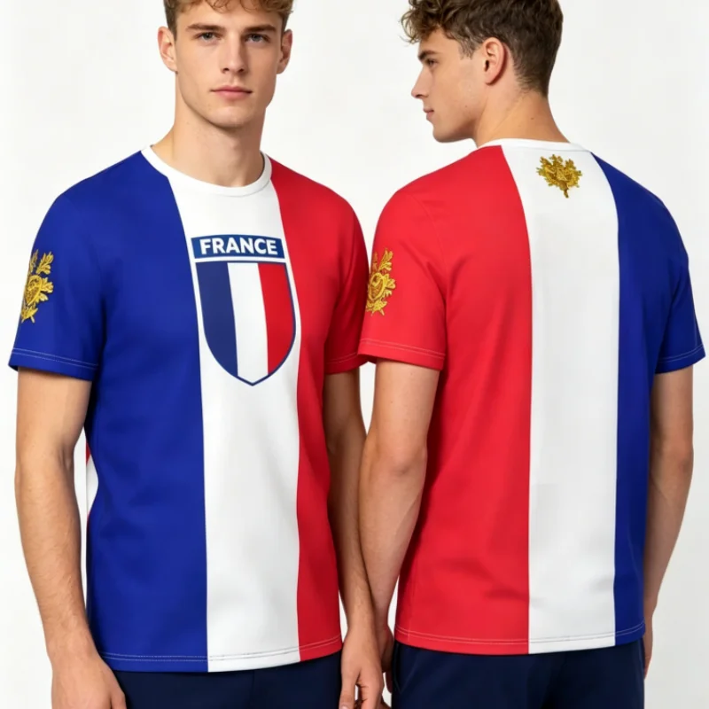 Fashion France Flag Football T Shirts for Men Summer Casual 3D National Emblem Printed T-shirts Loose Breathable Family Kids Tee
Fashion France Flag Football T Shirts for Men Summer Casual 3D National Emblem Printed T-shirts Loose Breathable Family Kids Tee