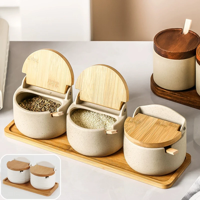 Modern White Ceramic Spice Jars with Wooden Lids Kitchen Storage Containers for Salt Sugar Coffee Seasoning Set with Mini Spoon
Modern White Ceramic Spice Jars with Wooden Lids Kitchen Storage Containers for Salt Sugar Coffee Seasoning Set with Mini Spoon