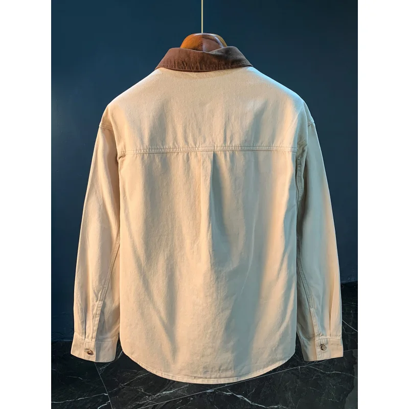 Autumn new shirt jacket men's loose retro workwear shirt plus size color blocked collar clothes
Autumn new shirt jacket men's loose retro workwear shirt plus size color blocked collar clothes