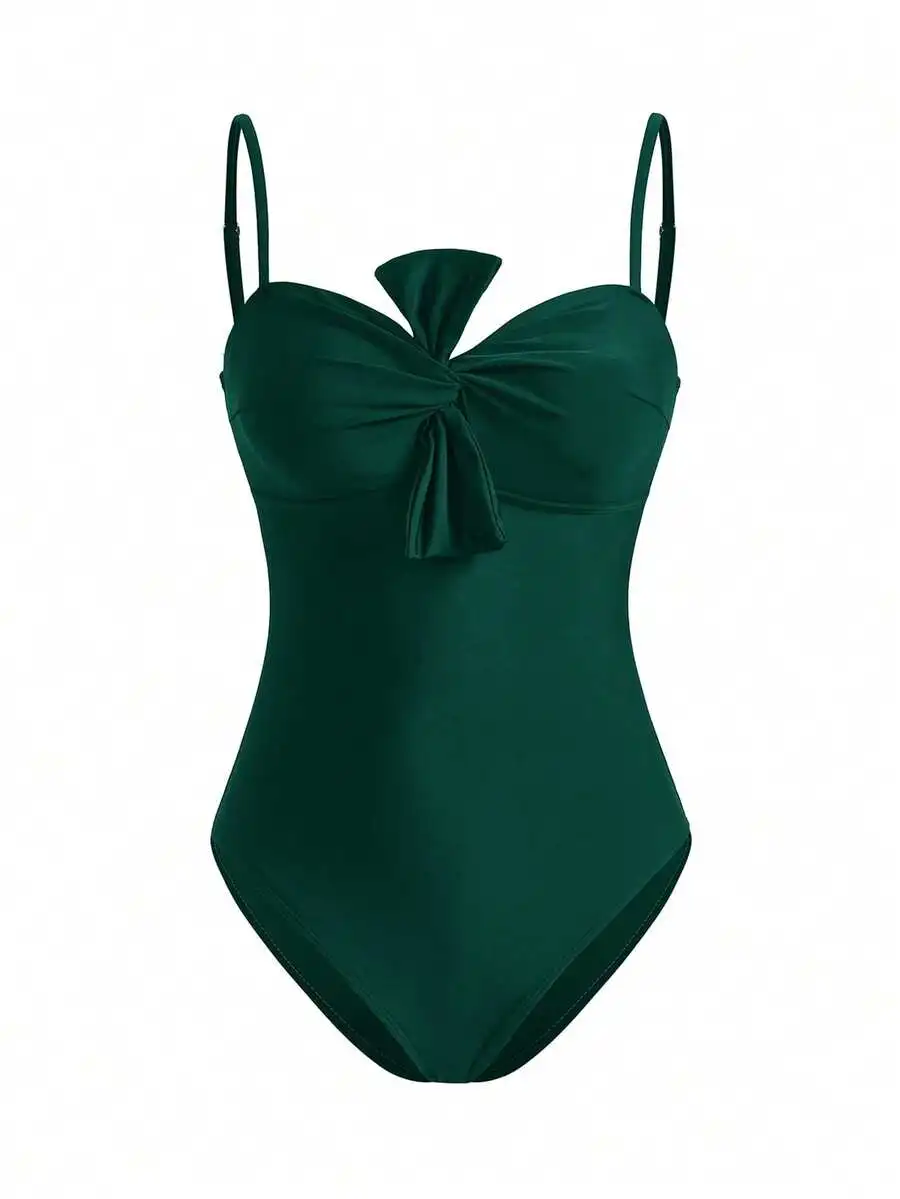 Emerald Green Knot Front One-Piece Swimsuit For Women
Emerald Green Knot Front One-Piece Swimsuit For Women