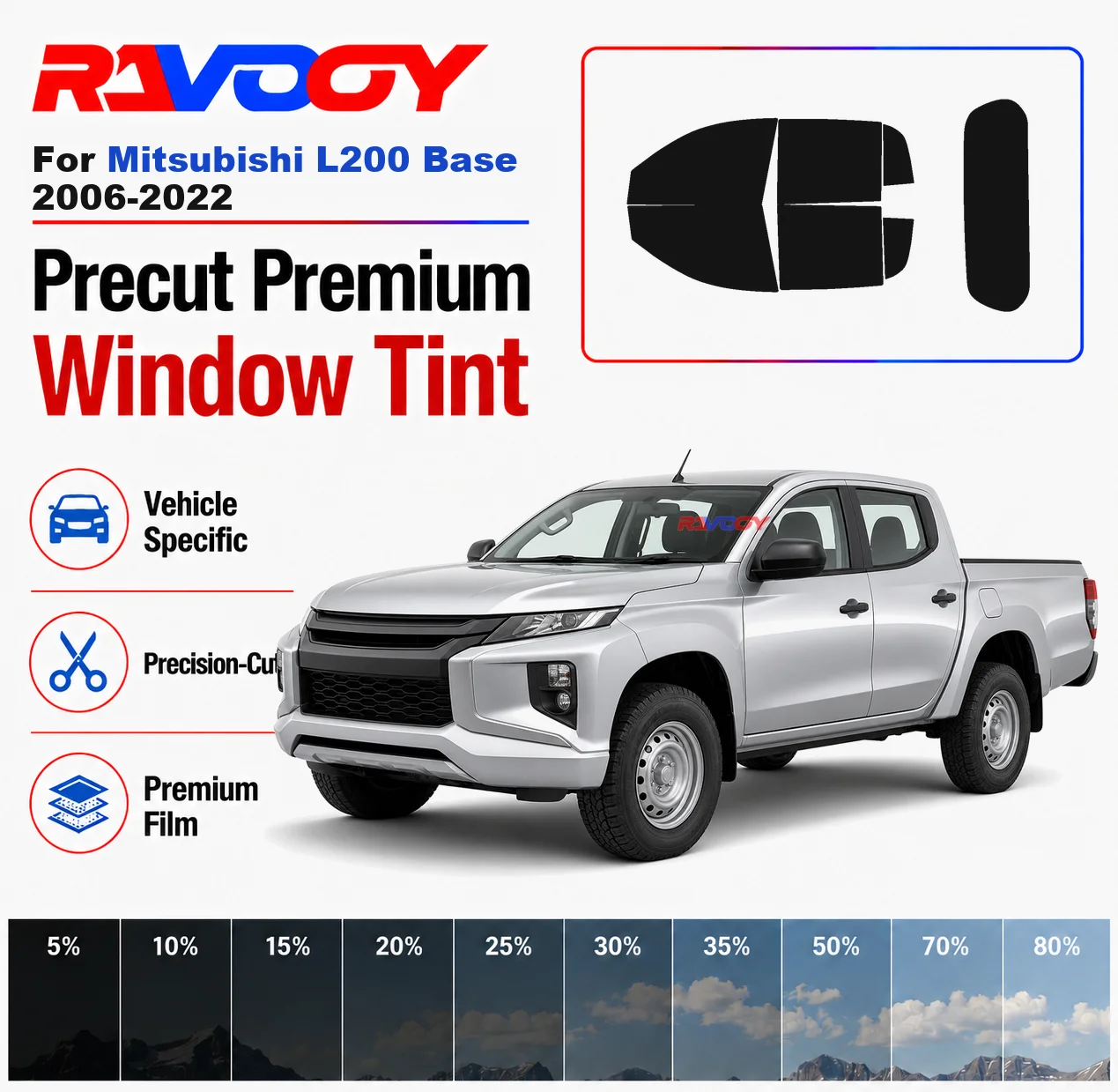 Premium Precut Window Tint Kit Front Rear Windows Rear Windshield For Mitsubishi L200 Base 2006-2022 Car Solar Nano Ceramic Film
Premium Precut Window Tint Kit Front Rear Windows Rear Windshield For Mitsubishi L200 Base 2006-2022 Car Solar Nano Ceramic Film