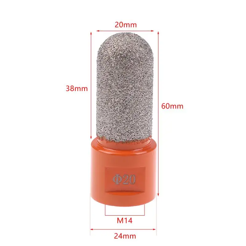 20MM M14 Thread Vacuum Brazed Finger Bits Ball End Mill For Marble Granite Ceramic Tile Angle Grinder Milling Tools
20MM M14 Thread Vacuum Brazed Finger Bits Ball End Mill For Marble Granite Ceramic Tile Angle Grinder Milling Tools